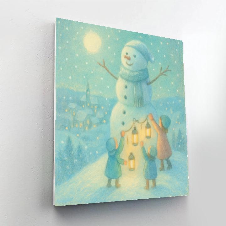 Snowman Beacon On Hill Paint by numbers kits