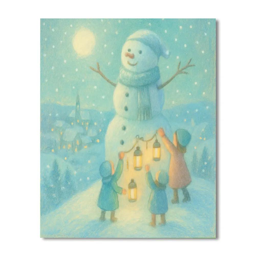Snowman Beacon On Hill Paint by numbers kits