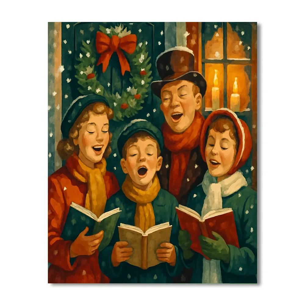 Carolers Under Candlelight paint by numbers