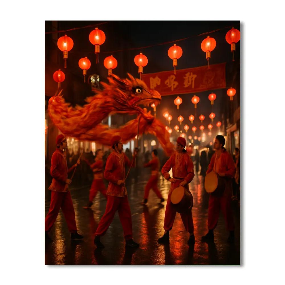Lunar New Year Dragon Dance Celebration Painting by numbers kit