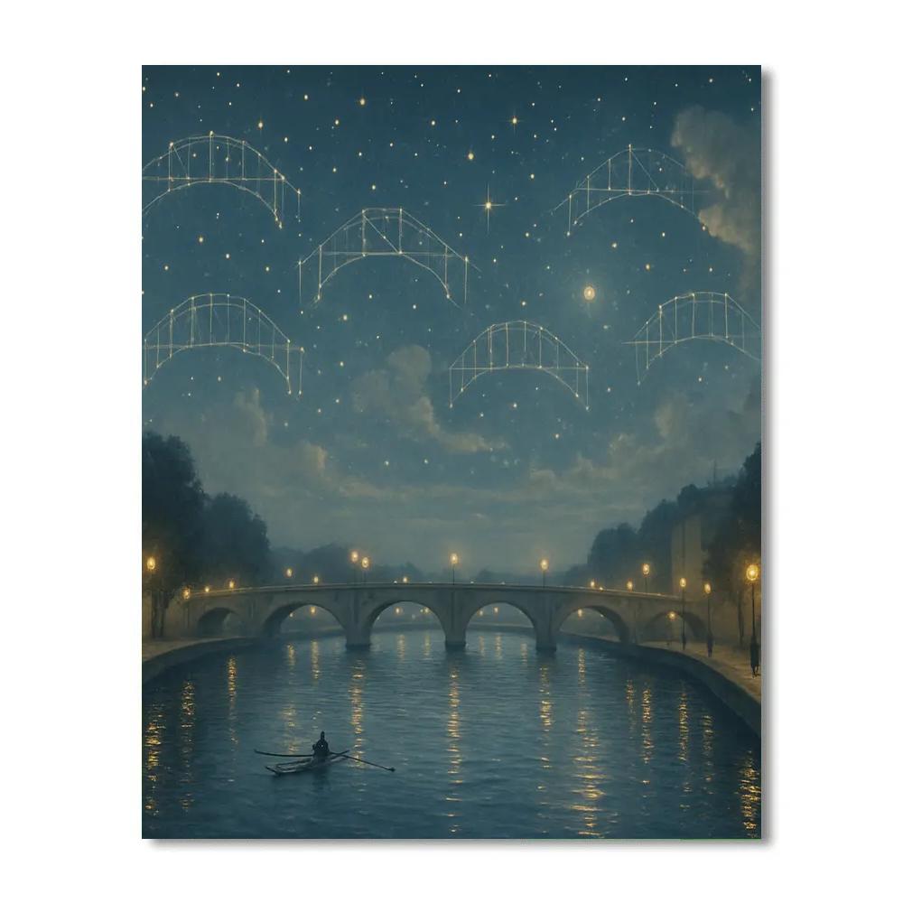 Paris Starlit Seine painting number kit
