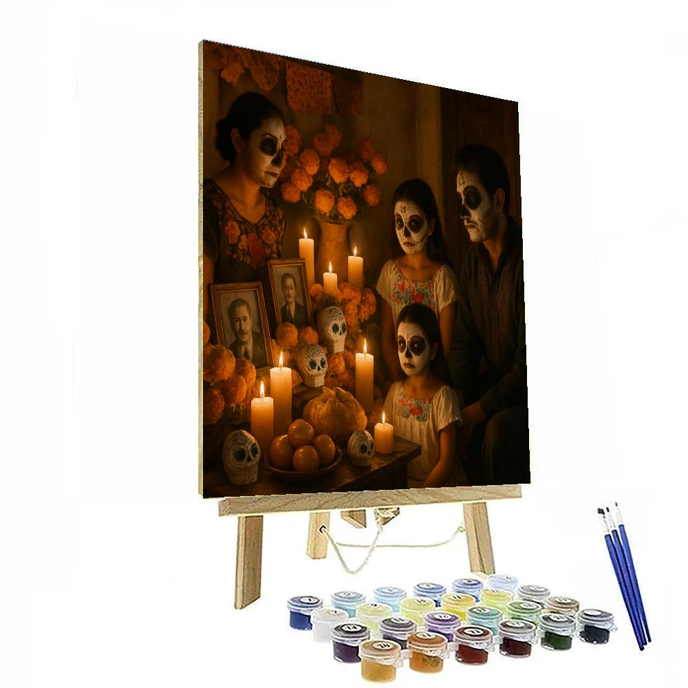 Dia De Muertos Family Altar Gathering Numbered painting kits