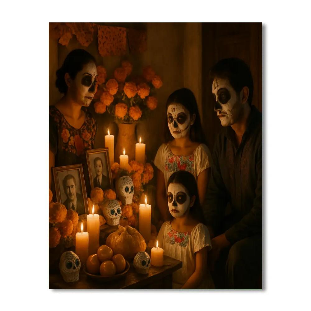 Dia De Muertos Family Altar Gathering Numbered painting kits