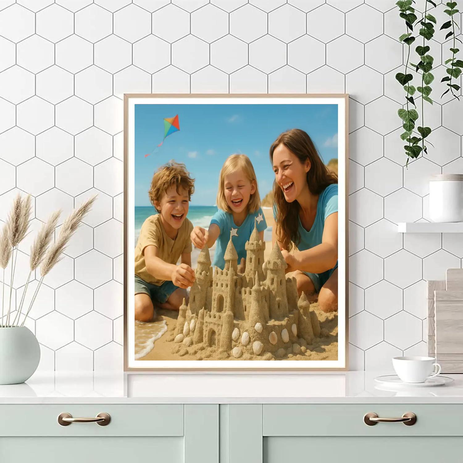 Seaside Sandcastle Builders Painting by numbers kit