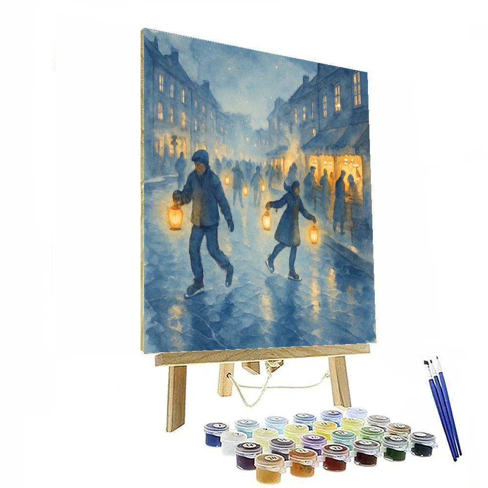 Lantern Parade On Frozen Canal paint by numbers