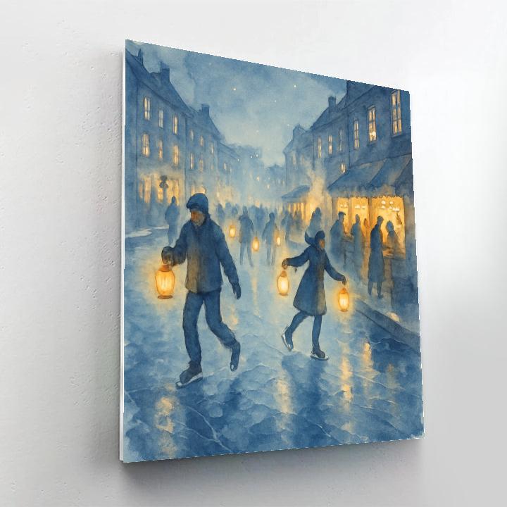 Lantern Parade On Frozen Canal paint by numbers