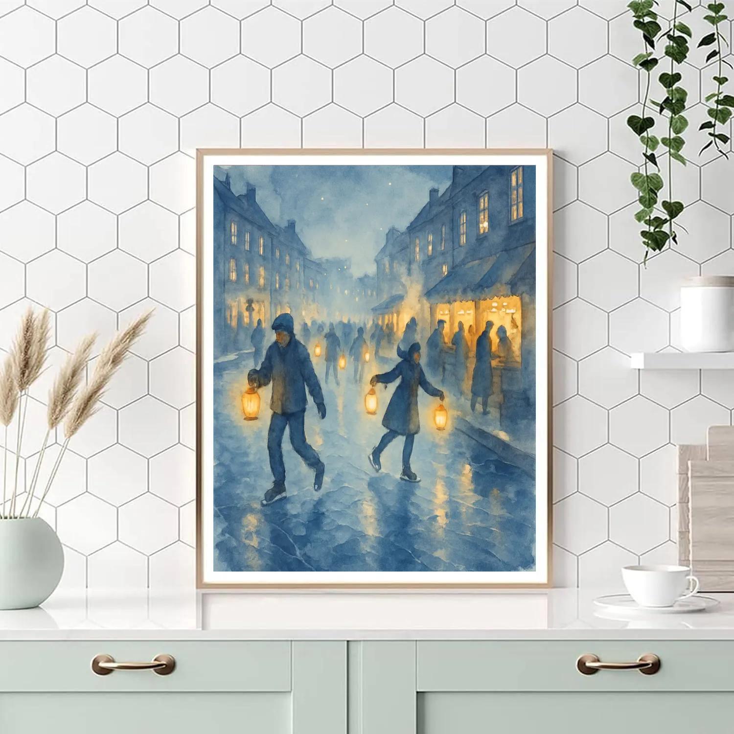 Lantern Parade On Frozen Canal paint by numbers