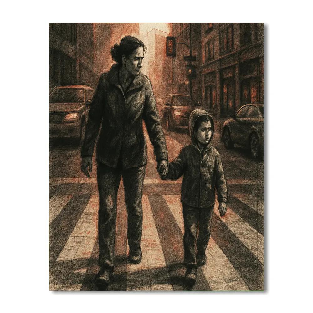 Crossing The Street Together painting number kit