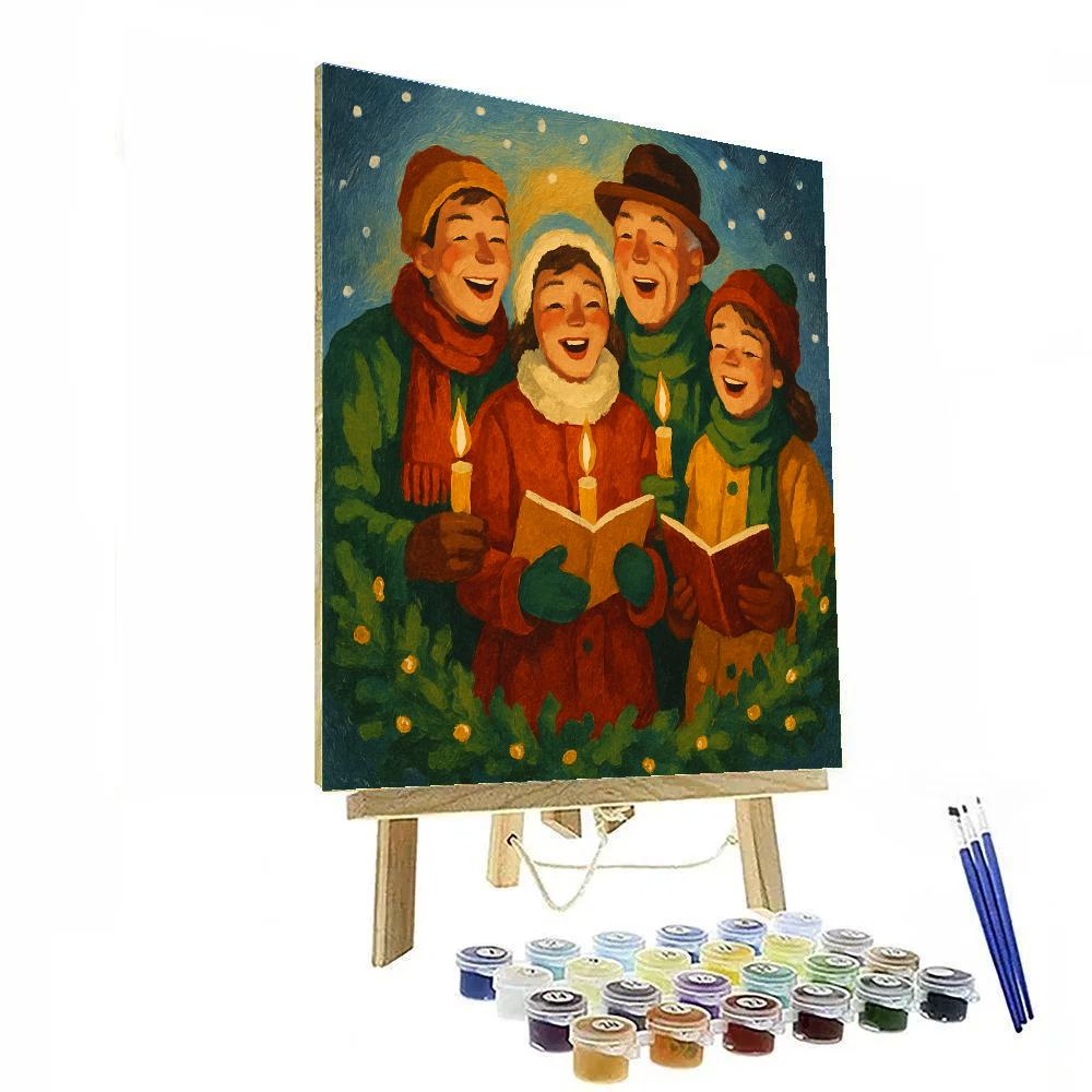 Candles And Caroling Crowd painting number kit