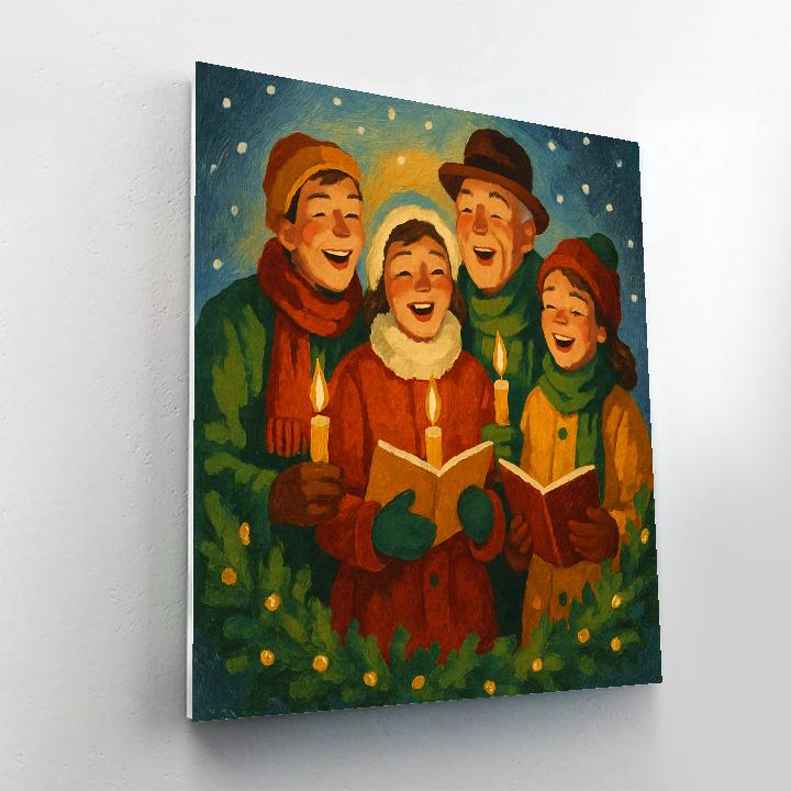 Candles And Caroling Crowd painting number kit
