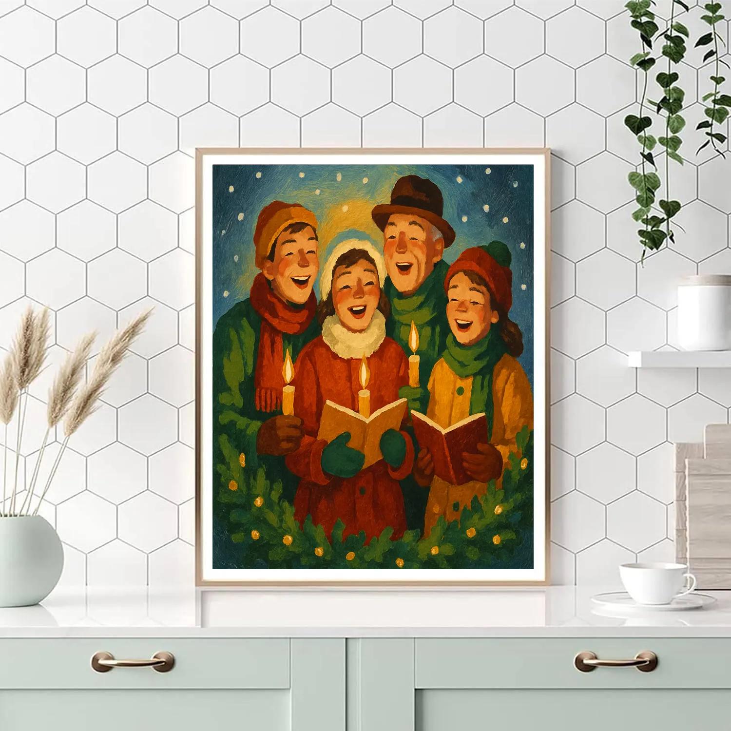 Candles And Caroling Crowd painting number kit