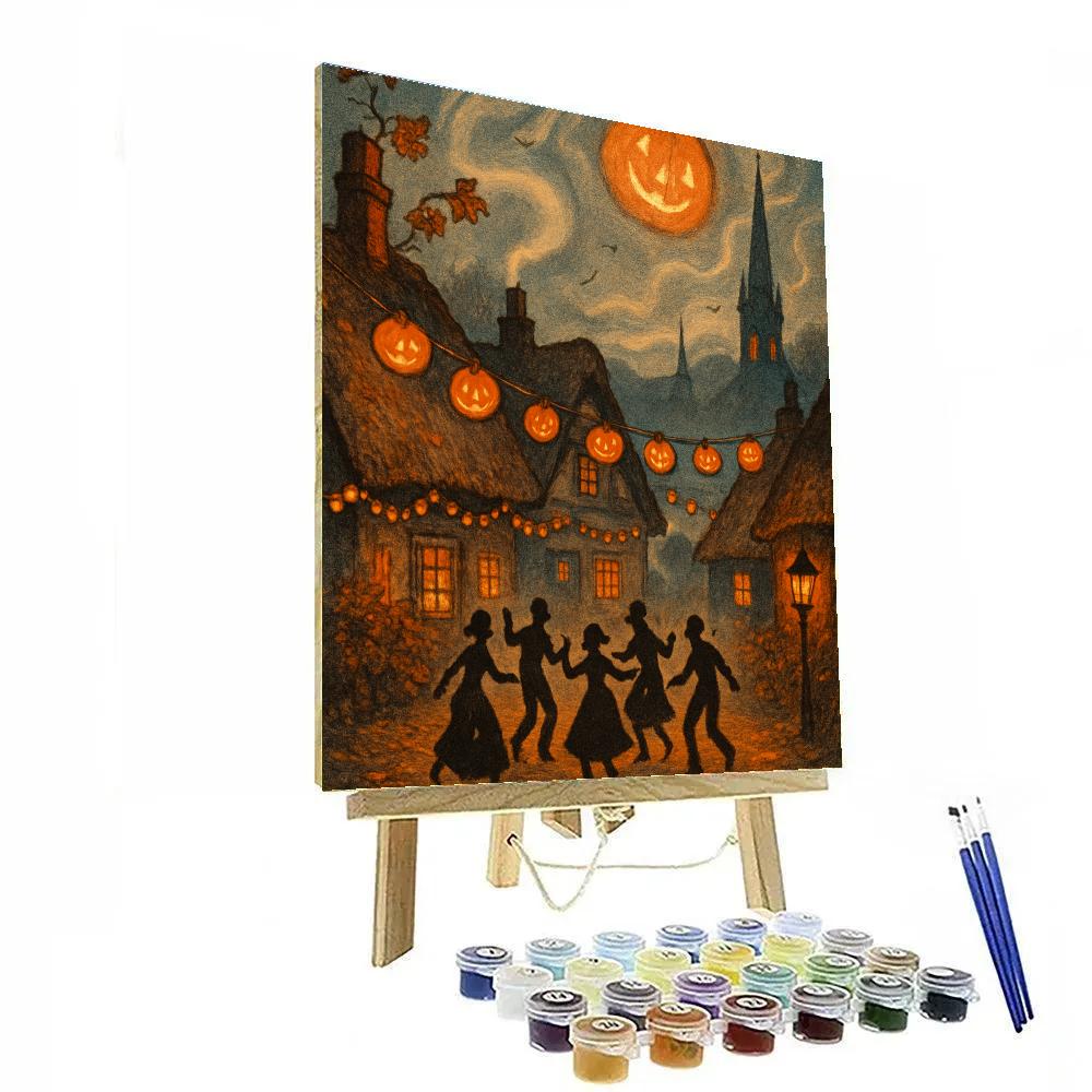 Thatchroof Moonlit Hamlet Paint by numbers art