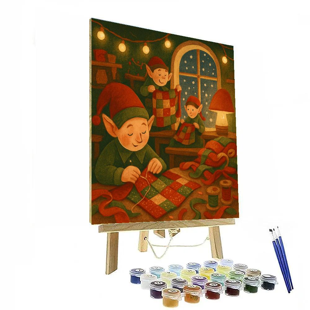 Elves Sewing Night Number painting