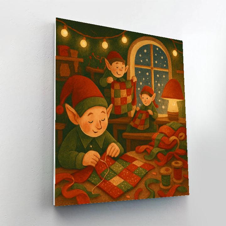 Elves Sewing Night Number painting
