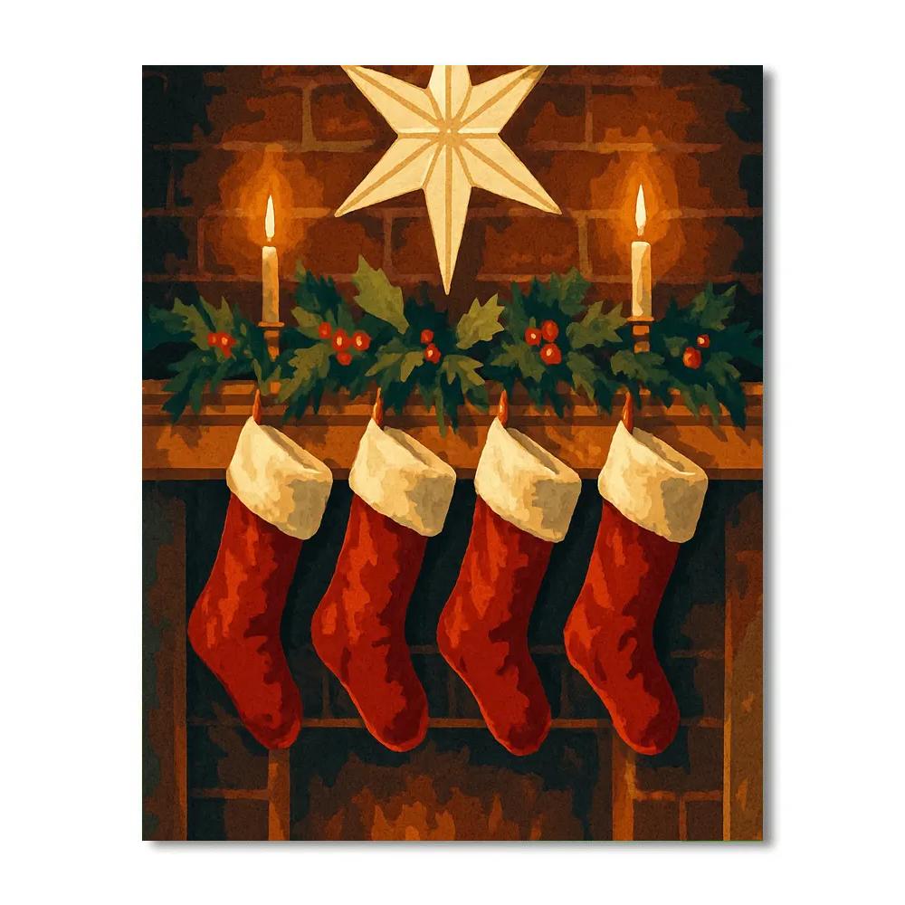 Starry Stocking Scene Painting by numbers kit