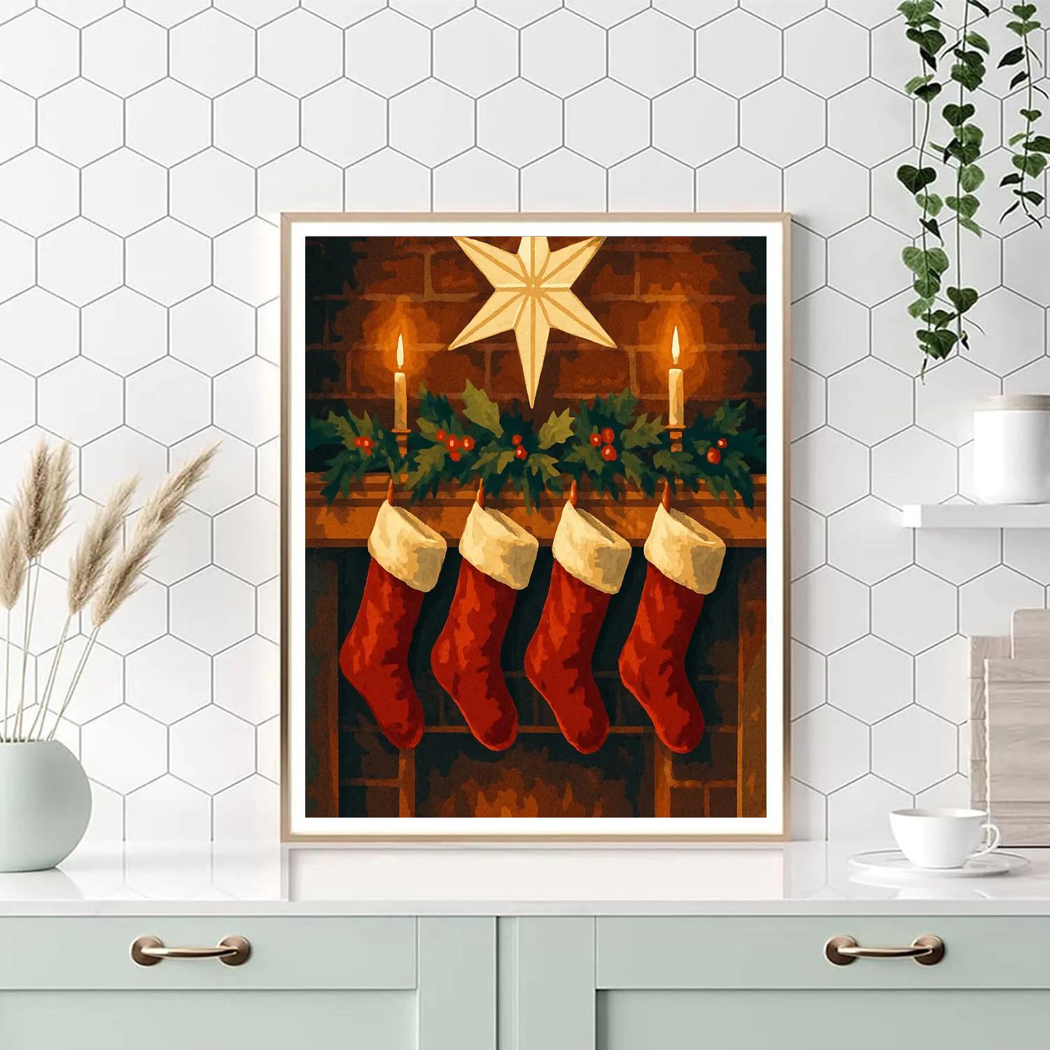 Starry Stocking Scene Painting by numbers kit