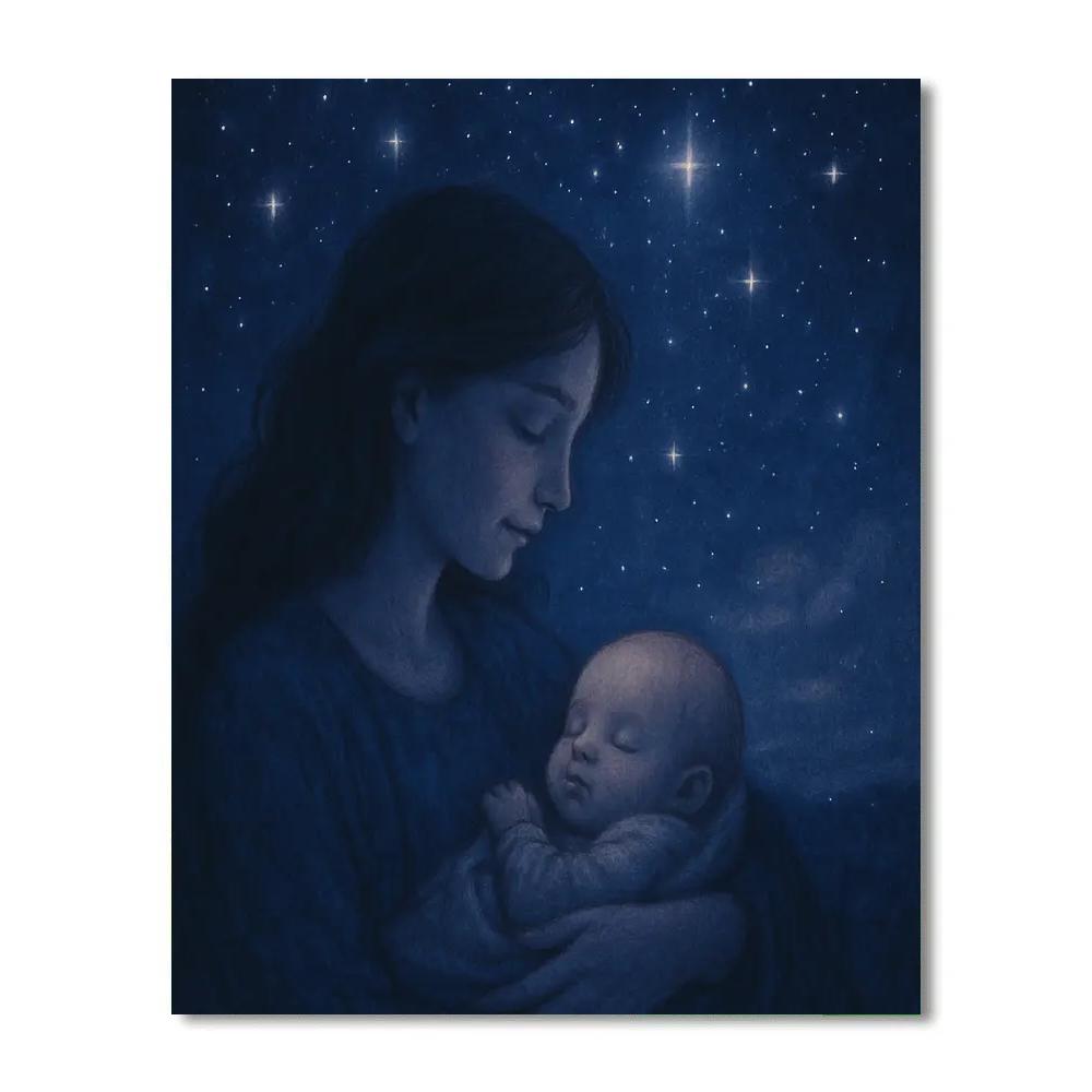 Lullaby Under Starlight Embrace Number painting
