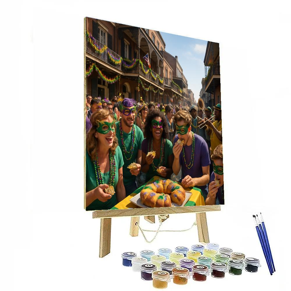Mardi Gras King Cake Festival Scene DIY paint by numbers