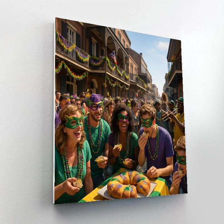 Mardi Gras King Cake Festival Scene DIY paint by numbers