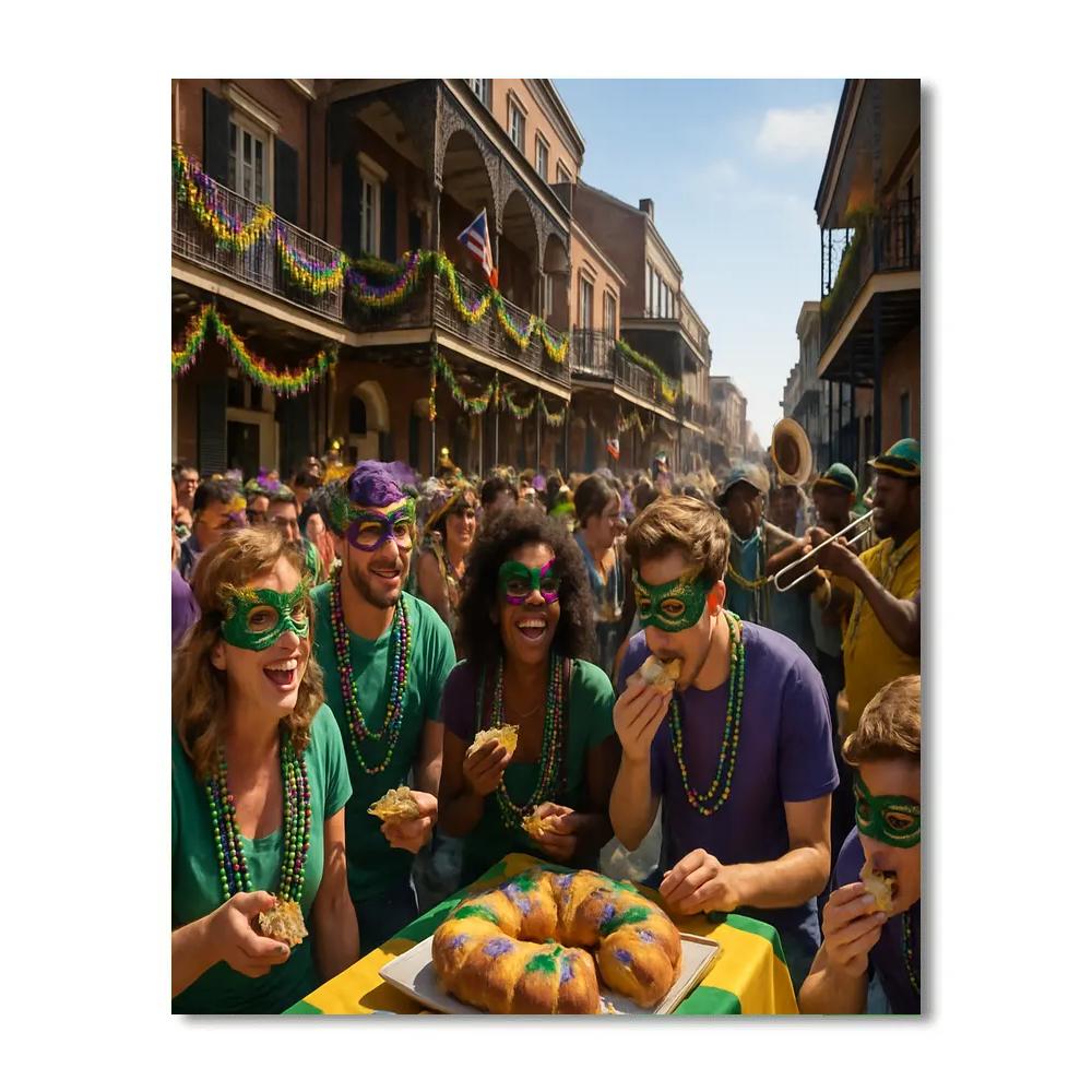 Mardi Gras King Cake Festival Scene DIY paint by numbers