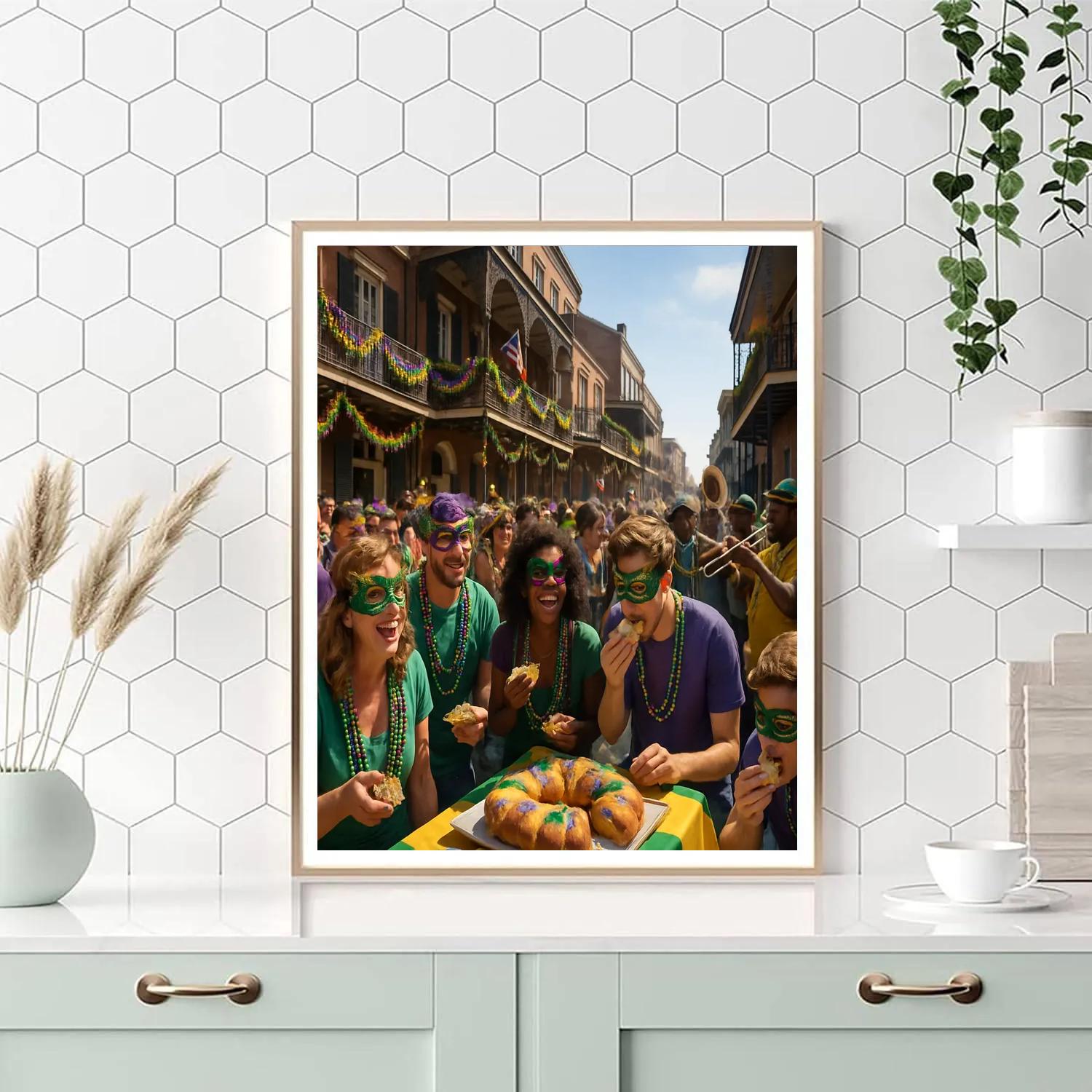 Mardi Gras King Cake Festival Scene DIY paint by numbers