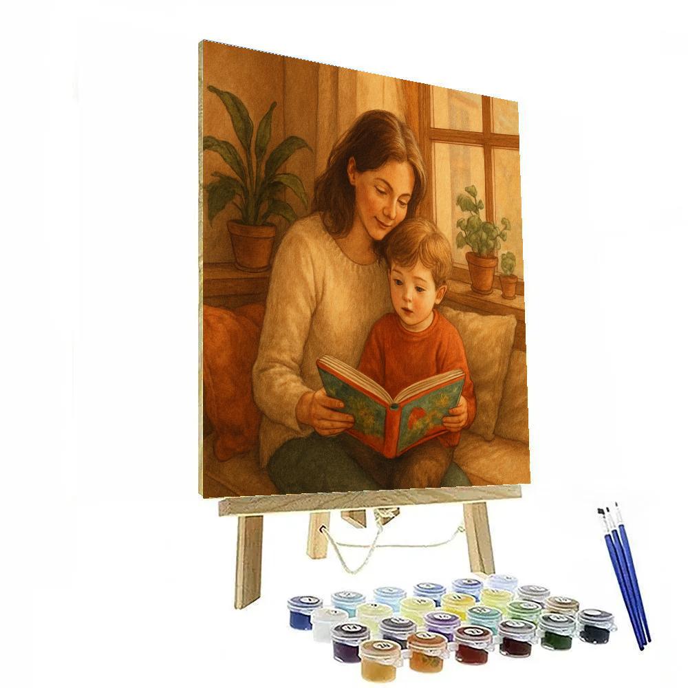 Mother And Child Reading Together Moments paint by number