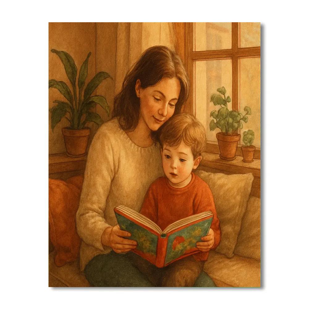 Mother And Child Reading Together Moments paint by number