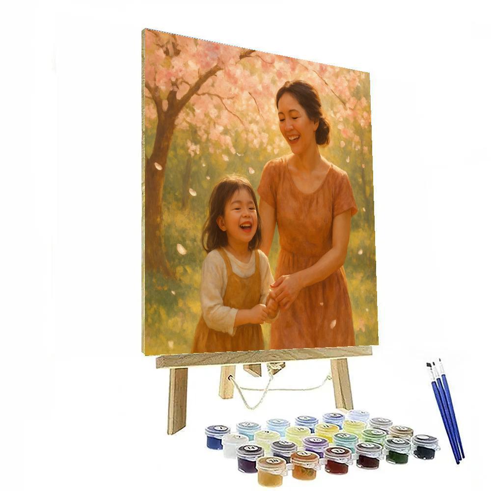 A Mothers Love Under Cherry Blossoms Paint by numbers art