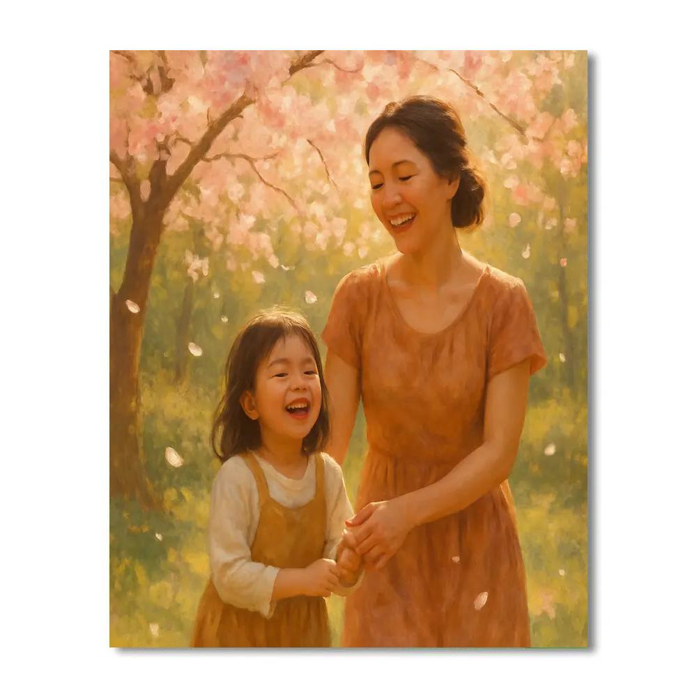 A Mothers Love Under Cherry Blossoms Paint by numbers art