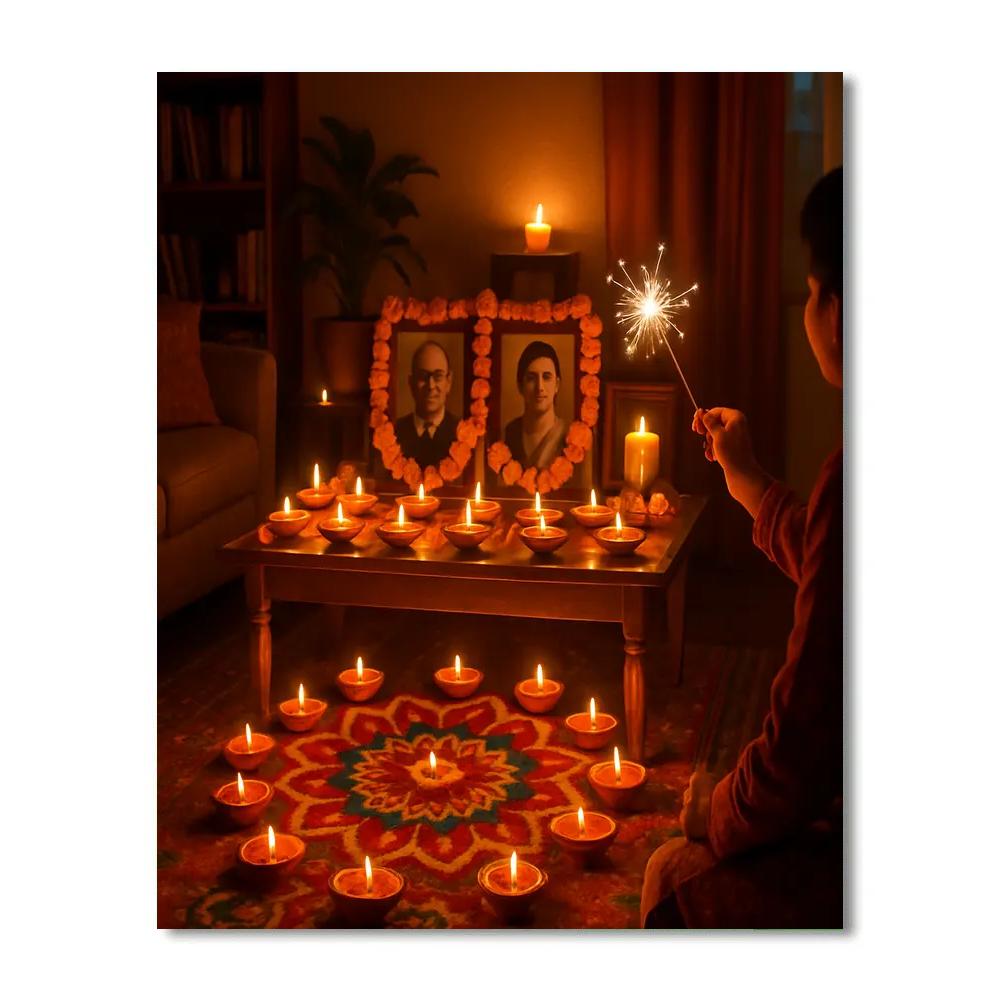 Diwali Lights In A Festive Home Painting by numbers kit