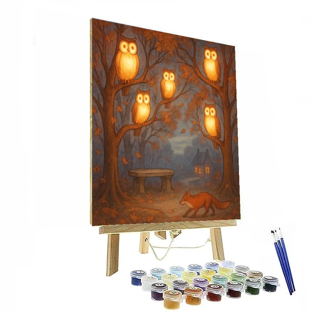 Grove Of Lantern Owls DIY paint by numbers