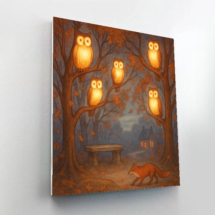 Grove Of Lantern Owls DIY paint by numbers