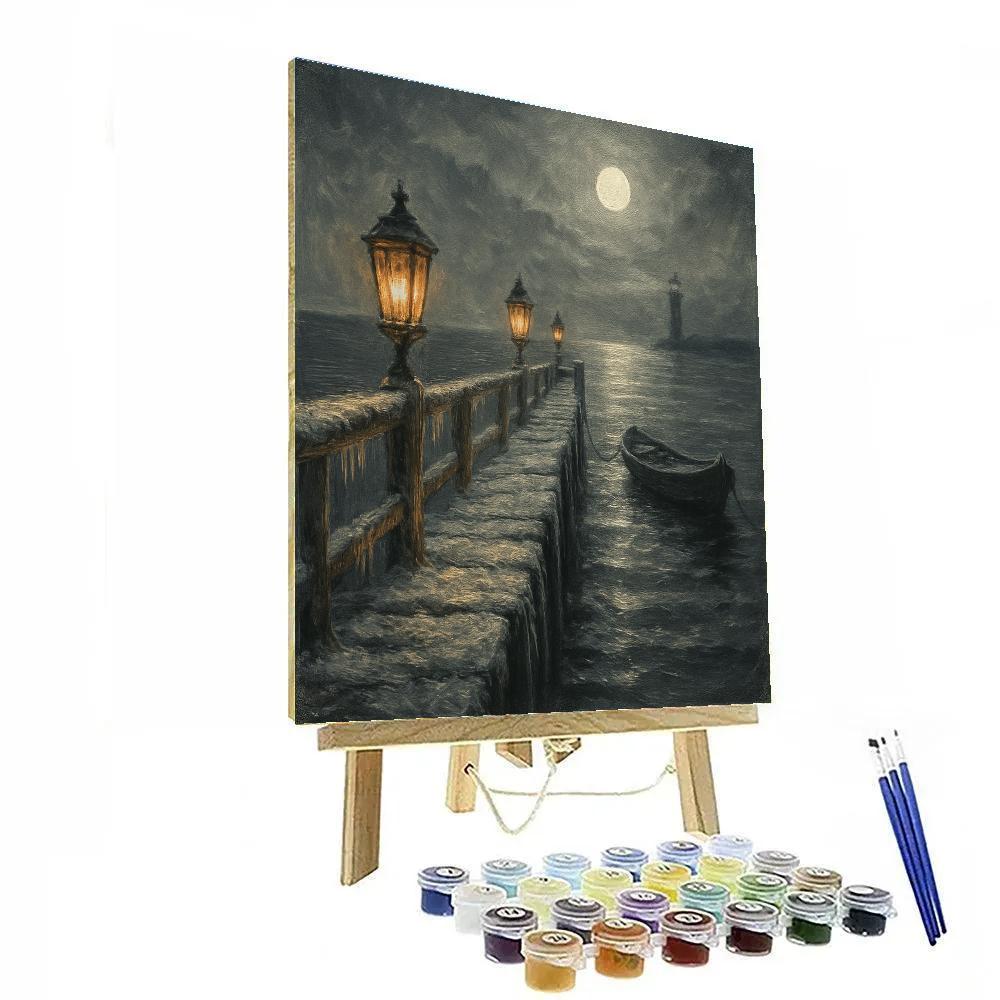 Lanterns Over Frosted Pier painting number kit