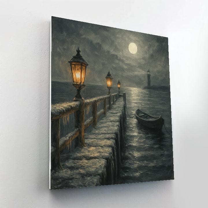 Lanterns Over Frosted Pier painting number kit
