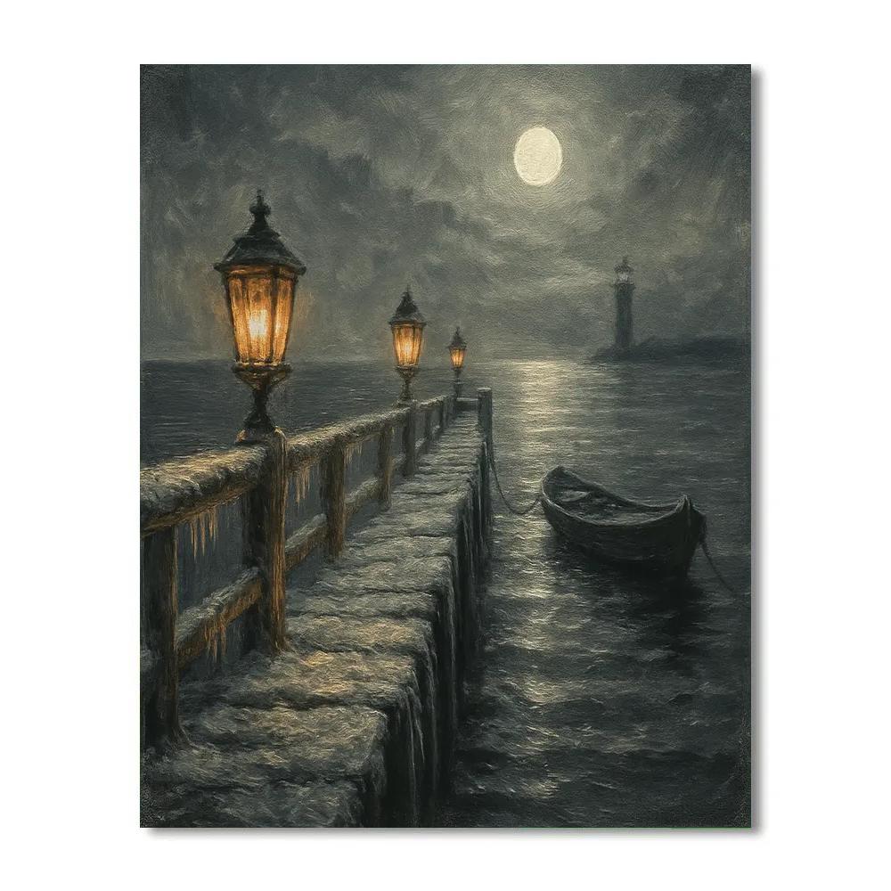 Lanterns Over Frosted Pier painting number kit