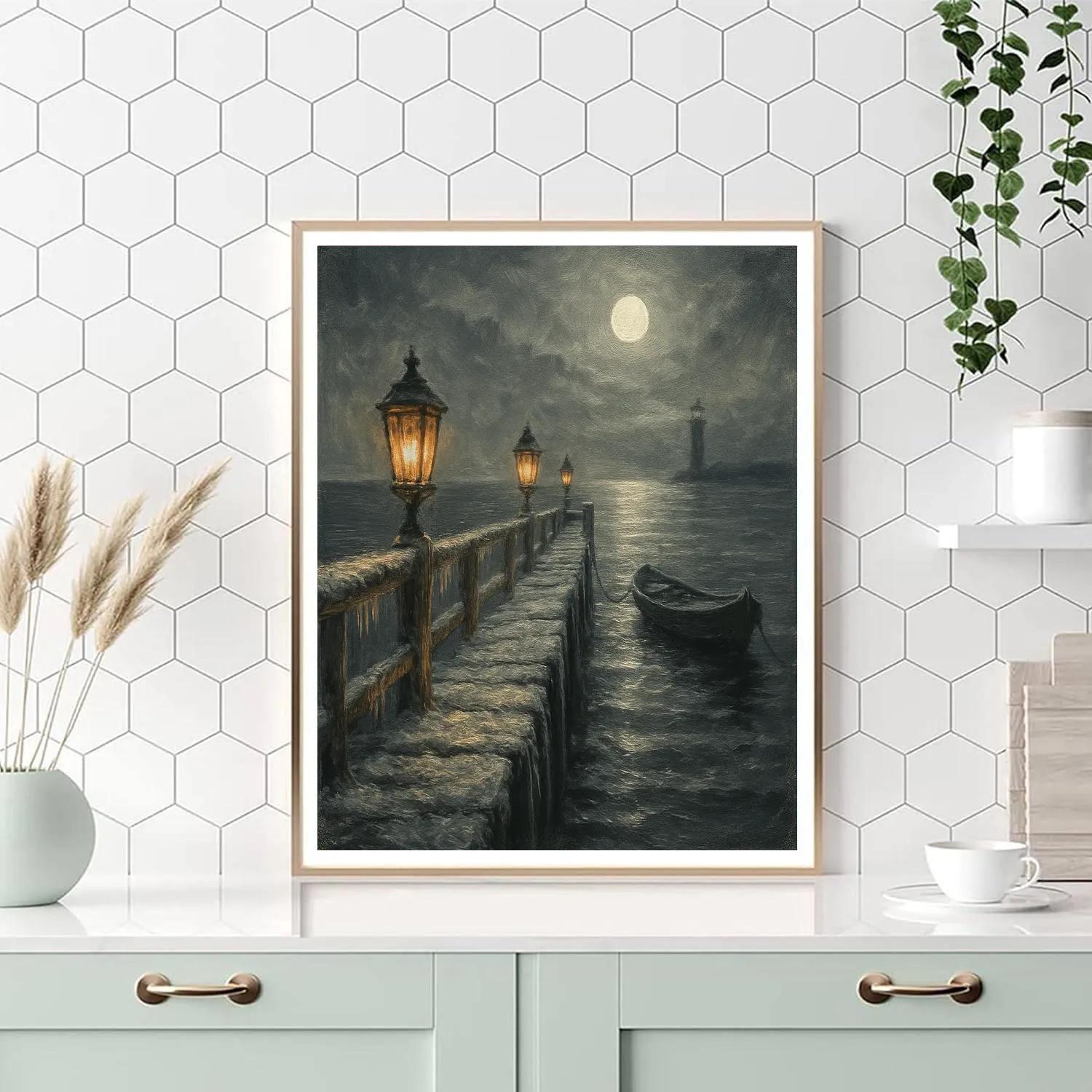 Lanterns Over Frosted Pier painting number kit