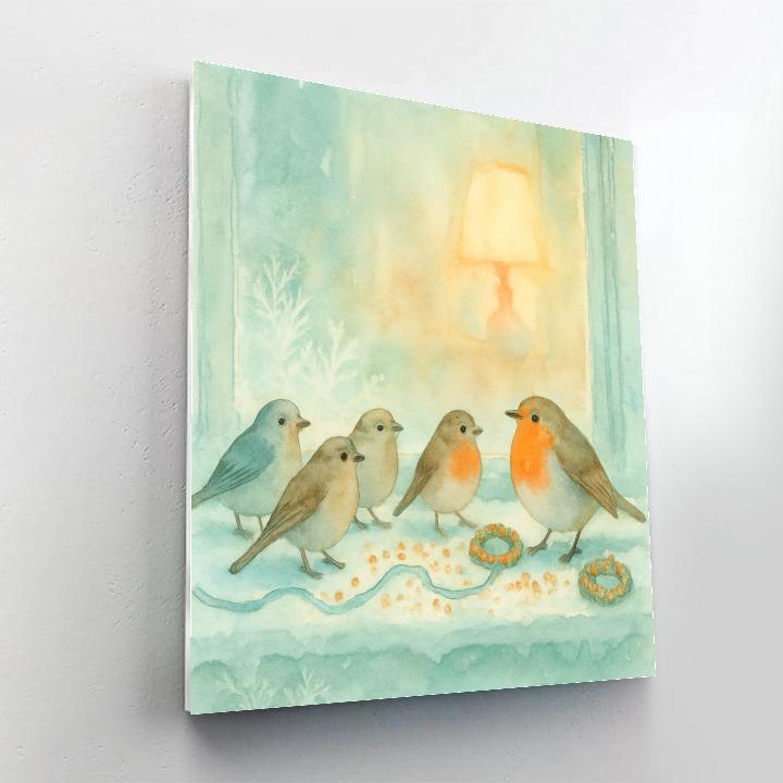Frosted Window Bird Chorus painting number kit