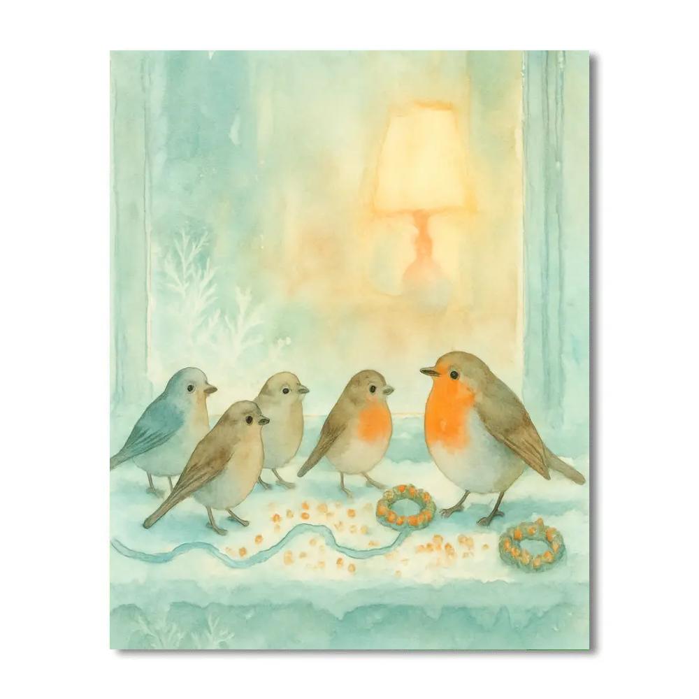Frosted Window Bird Chorus painting number kit
