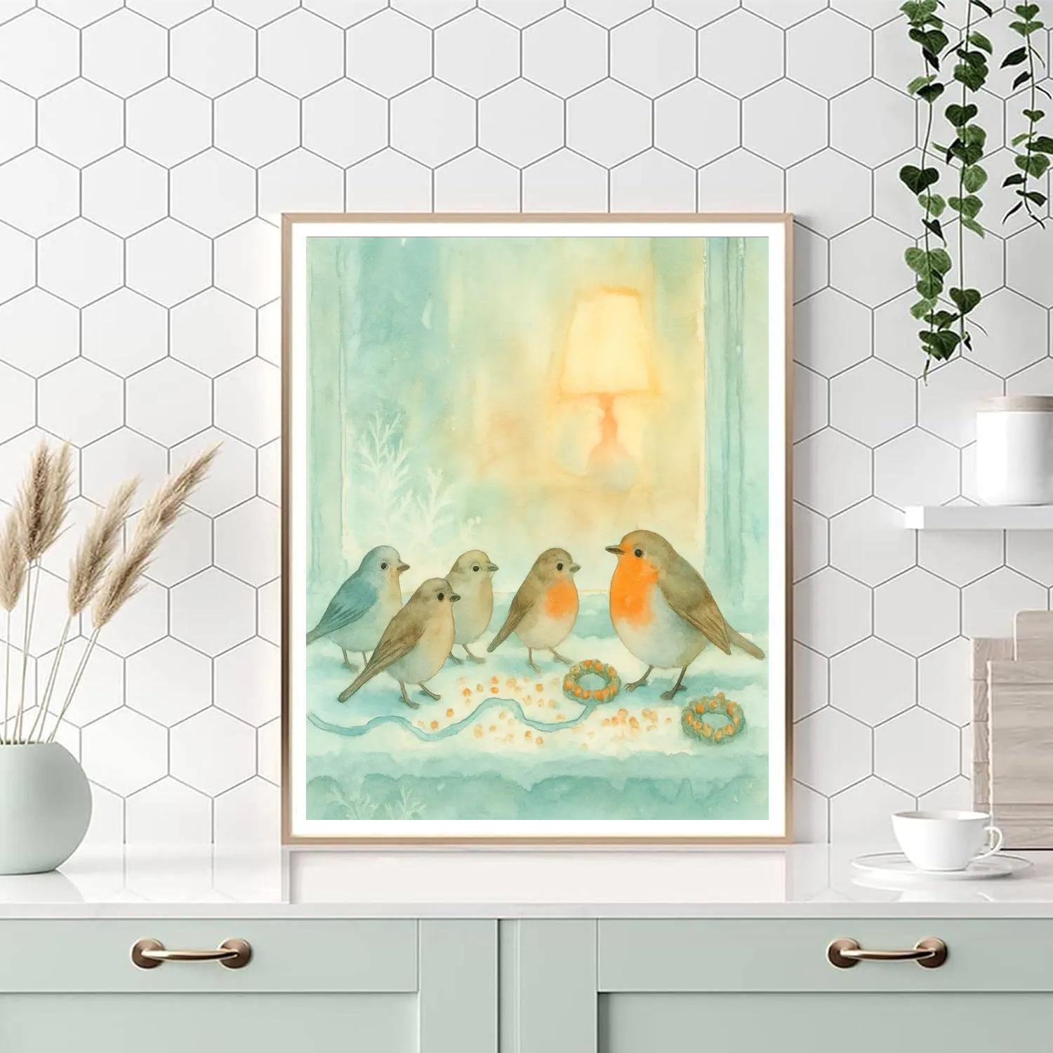 Frosted Window Bird Chorus painting number kit