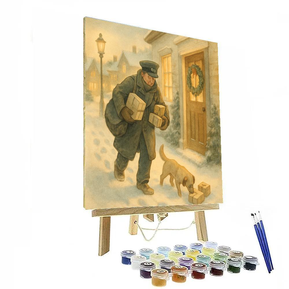 Midwinter Postman Delivering Joy paint by color
