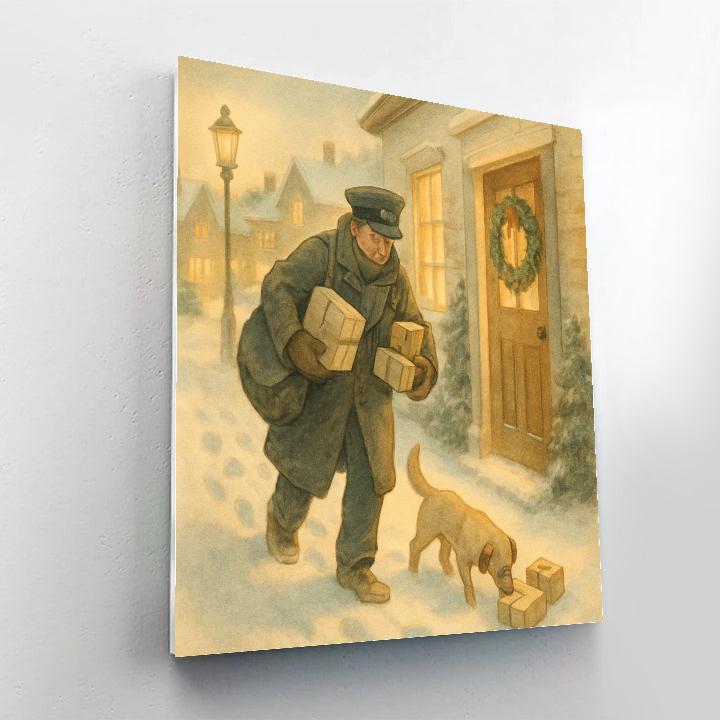 Midwinter Postman Delivering Joy paint by color