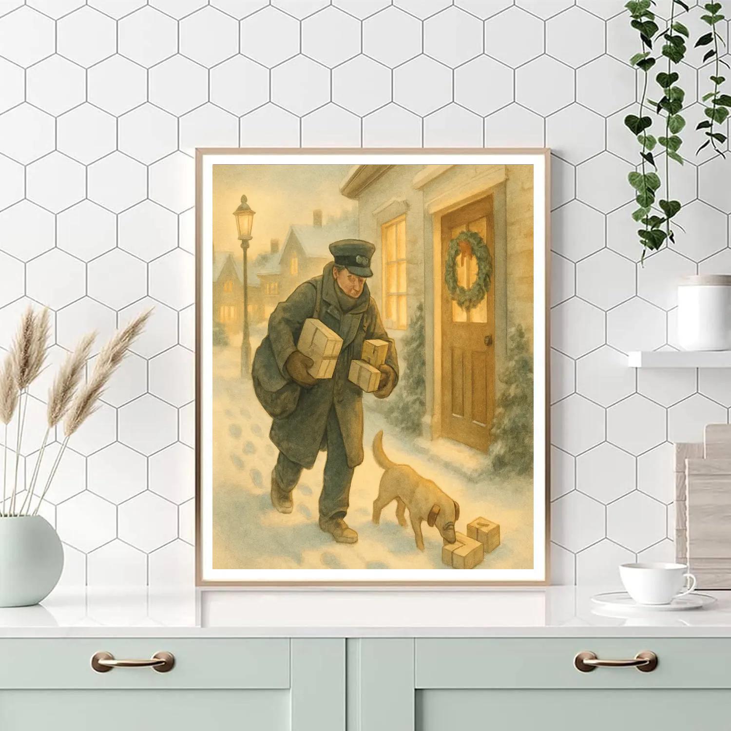 Midwinter Postman Delivering Joy paint by color