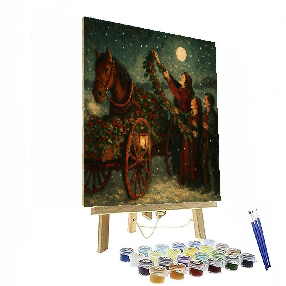 Holly Wagon By Moonlit Field Painting by numbers kit
