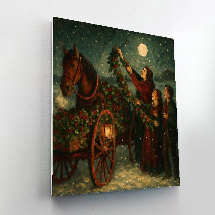 Holly Wagon By Moonlit Field Painting by numbers kit