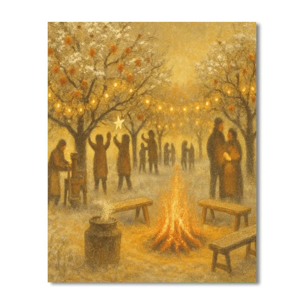 Snowy Orchard Celebration Painting by numbers kit