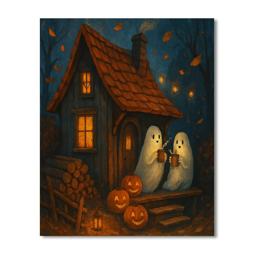 Hearthside Haunt Cottage Paint by numbers art