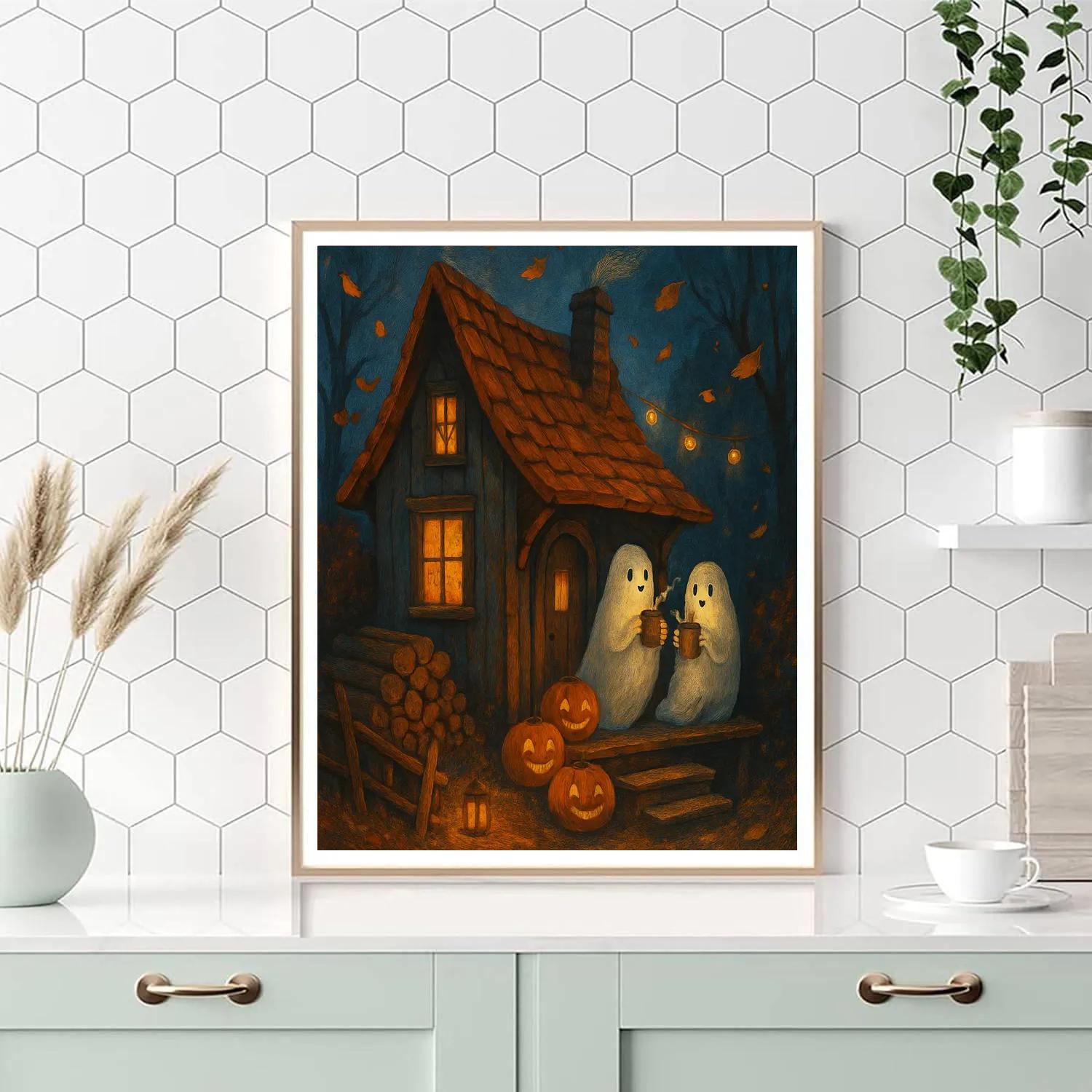 Hearthside Haunt Cottage Paint by numbers art