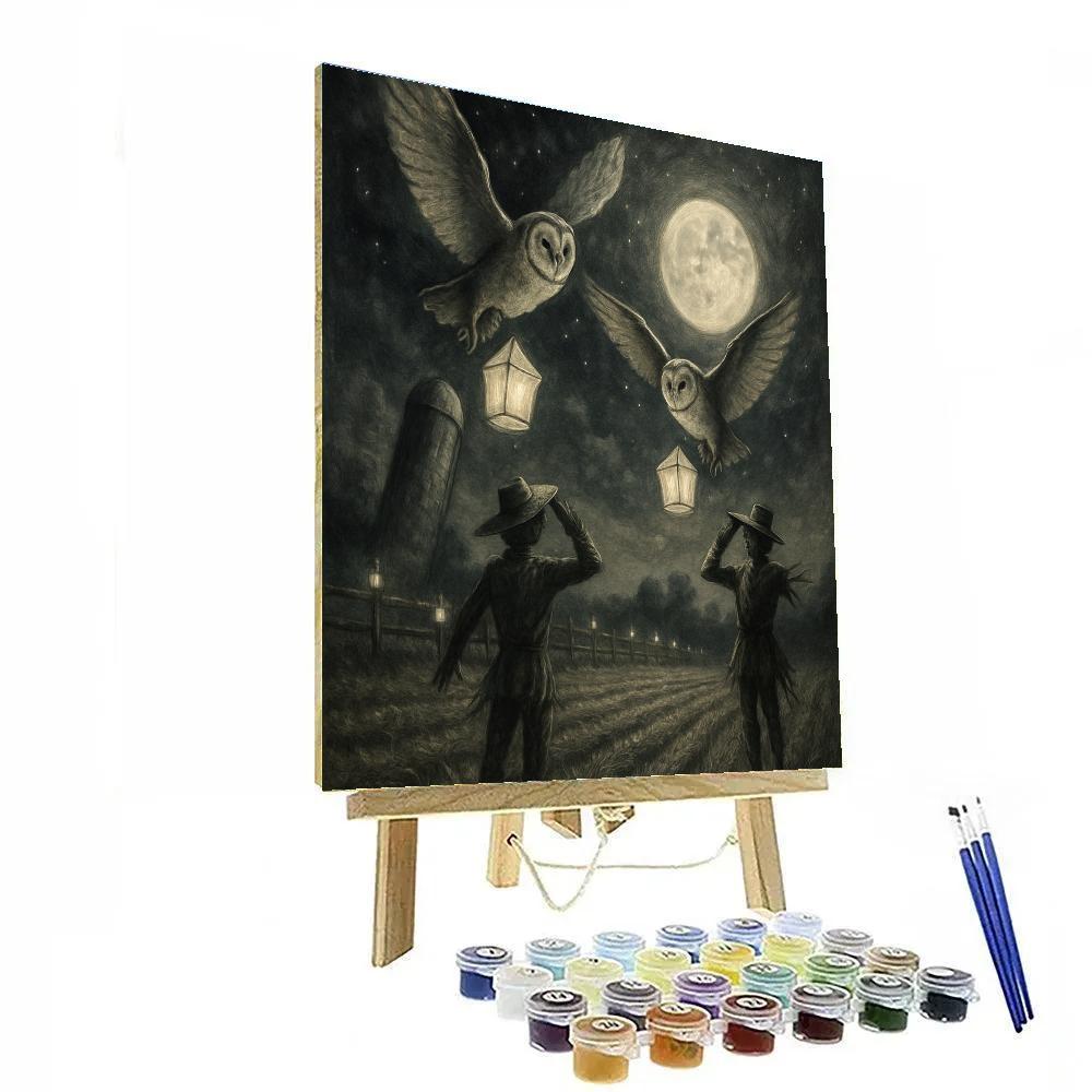 Barn Owl Lantern Field Painting by numbers kit