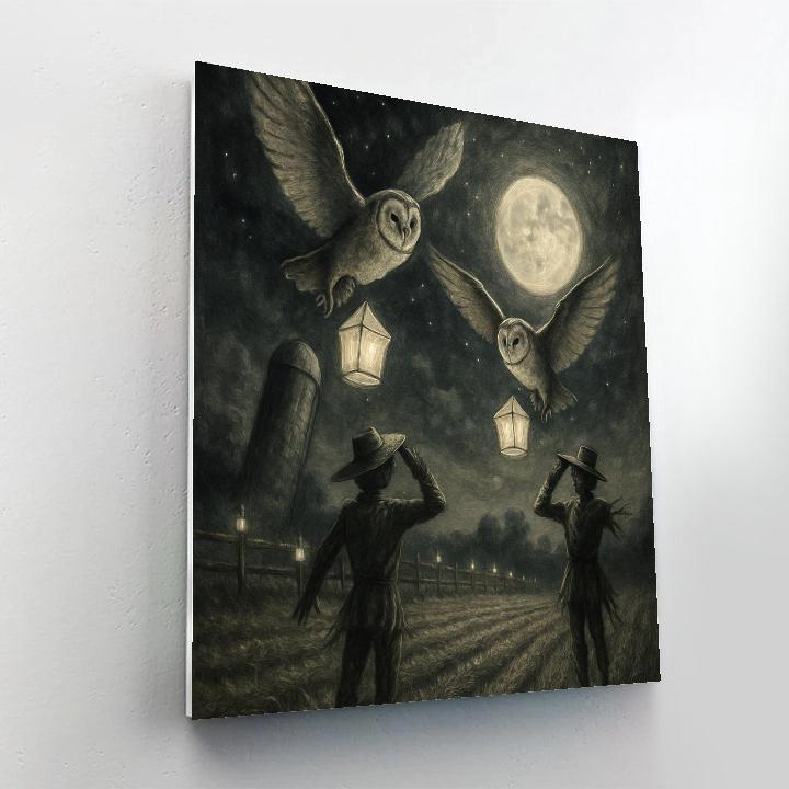 Barn Owl Lantern Field Painting by numbers kit