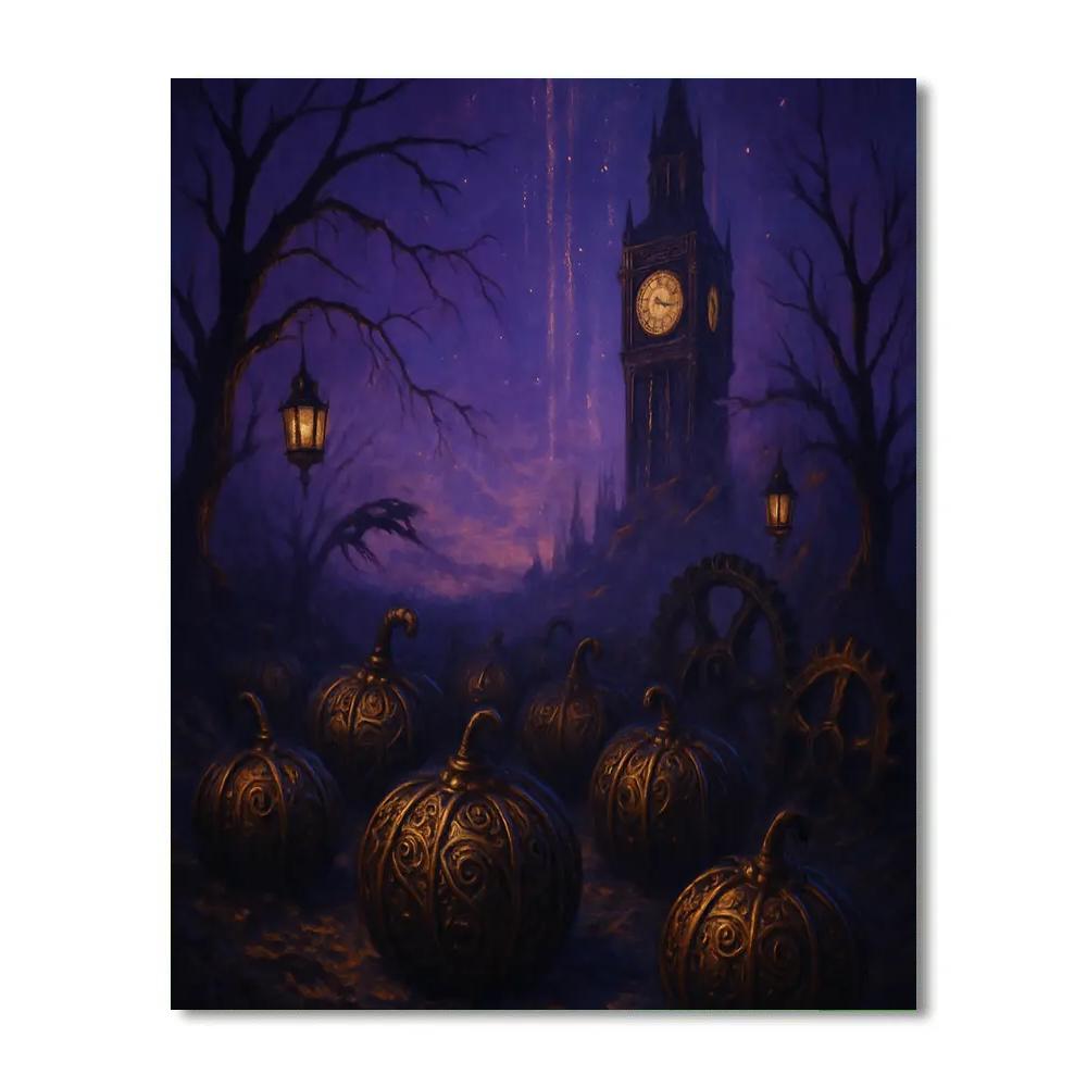 Broken Clockwork Pumpkin Patch Number painting